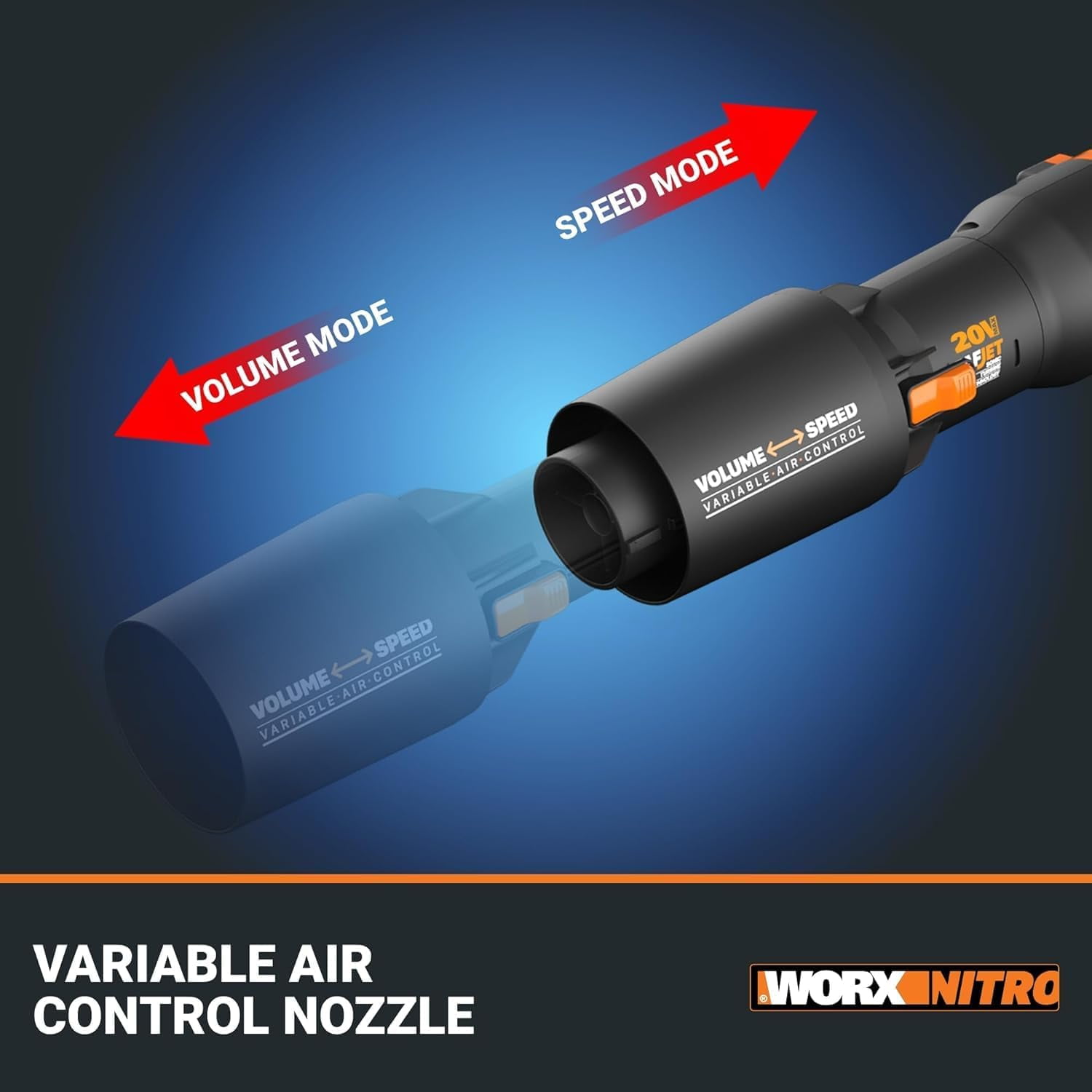 Worx WG543.9 20V Power Share LEAFJET Cordless Leaf Blower with Brushless Motor - TOOL ONLY