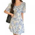 thumbnail image 1 of Ladies Summer Korean Fashion Retro Casual Lady Self-Cultivation Simple All-Match Floral Dress, 1 of 9