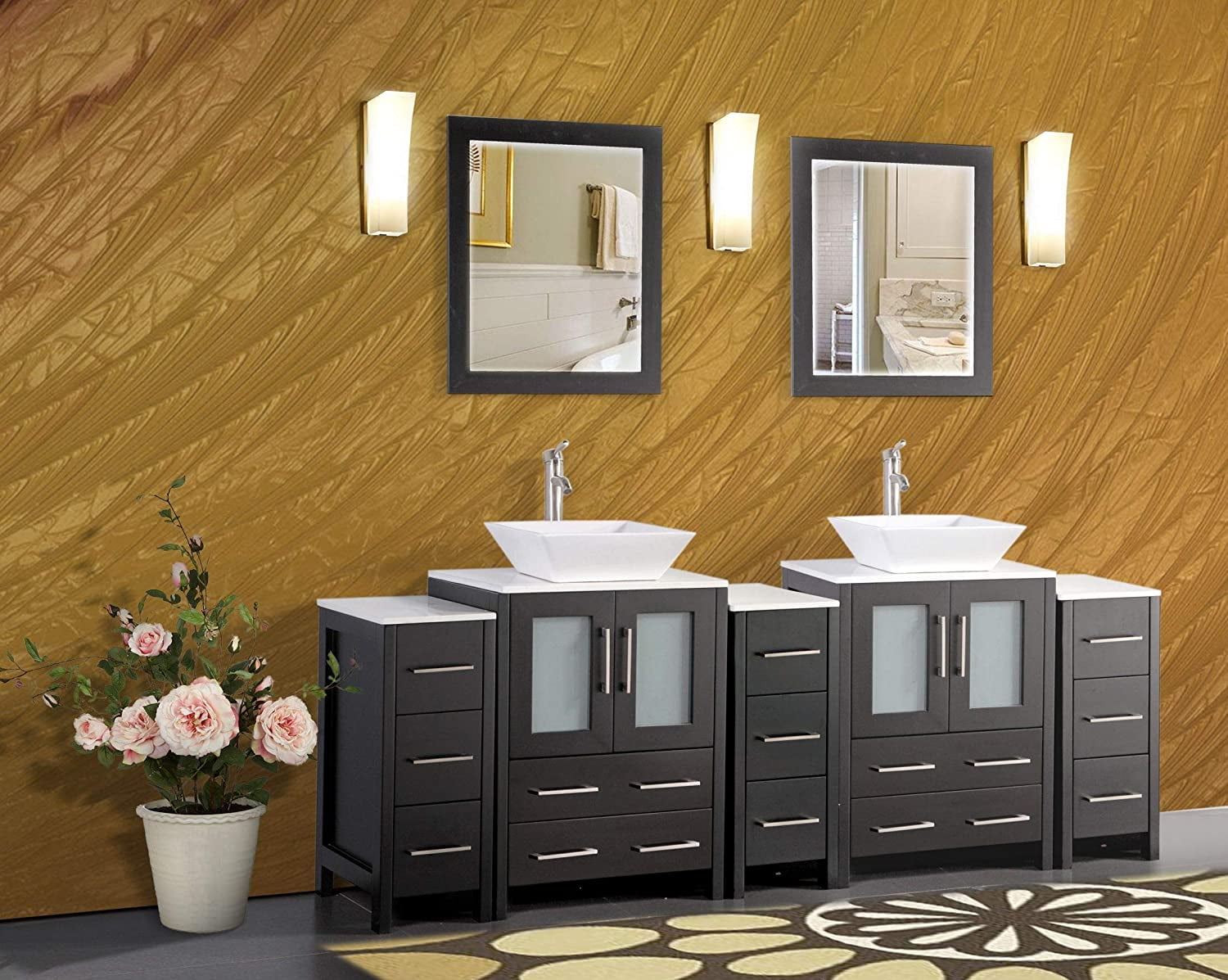 Vanity Art 84 Inches Double Sink Bathroom Vanity Compact Set 5 Cabinets ...