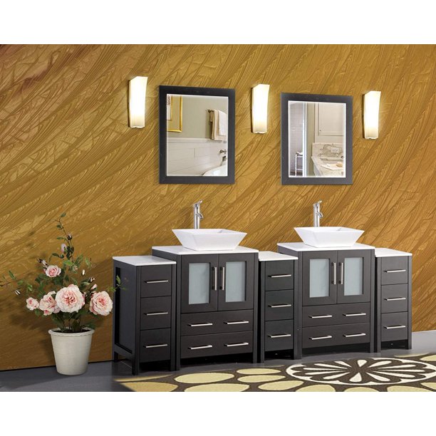 Vanity Art 84 Inches Double Sink Bathroom Vanity Compact Set 5 Cabinets ...