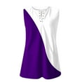 thumbnail image 5 of Summer Saving Wycnly Womens Tank Tops Ladies Lightweigh Comfy Keyhole Tunic Tank Tops Summer Fashion Color Block V-Neck Sleeveless Shirts Blouse Purple s, 5 of 6