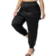 thumbnail image 4 of Pantalones cargo de satén para mujer de tallas grandes Agnes Orinda con cintura elástica y bolsillos, longitud hasta el tobillo, 1X, negro, 4 of 6