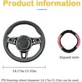 thumbnail image 2 of 15 Inch Rhinestones Soft Leather Elastic Steering Wheel Protector for Most Vehicles Car Interior Accessories with Sparkly Crystal Diamond, Black-Pink, 2 of 6