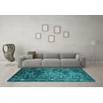 thumbnail image 3 of Ahgly Company Machine Washable Indoor Rectangle Oriental Turquoise Blue Industrial Area Rugs, 7' x 10', 3 of 4