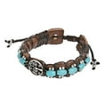 thumbnail image 4 of Mystical Tree of Life Symbol w/ Turquoise Stones Leather Cuff Bracelet, 4 of 6