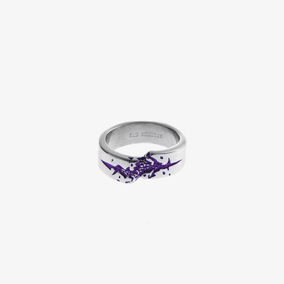 Titanium Steel Ring Irregular Band Textured Fashion Jewelry Design Japanese and South Korean Purple Blue Dark
