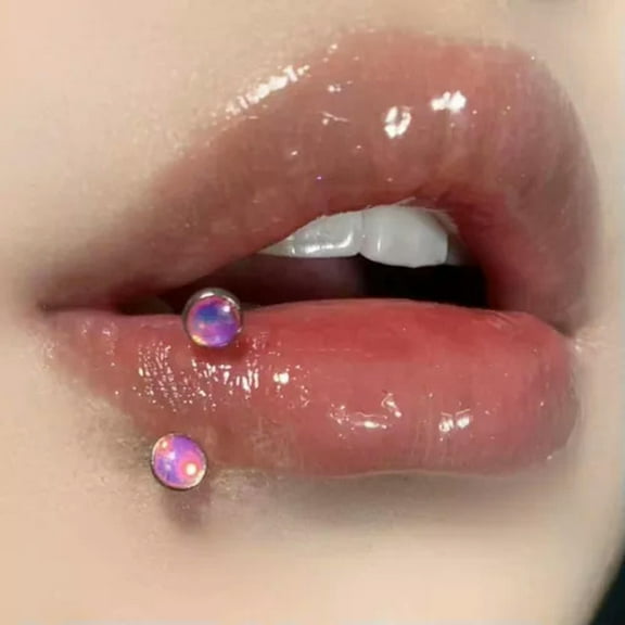 GKNET 1Pc Stainless Steel Lip Ring Earring U/C-shape Nose Ring Stud Body Piercing-Pink