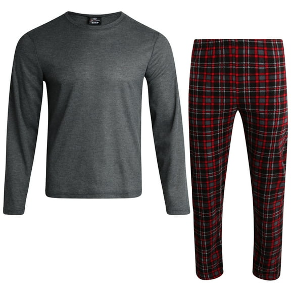 MAC HENRY Mens Pajama Sets - 2 Piece Thermal Waffle Shirt & Polar Fleece Plaid Pajama Pants (S–XL)