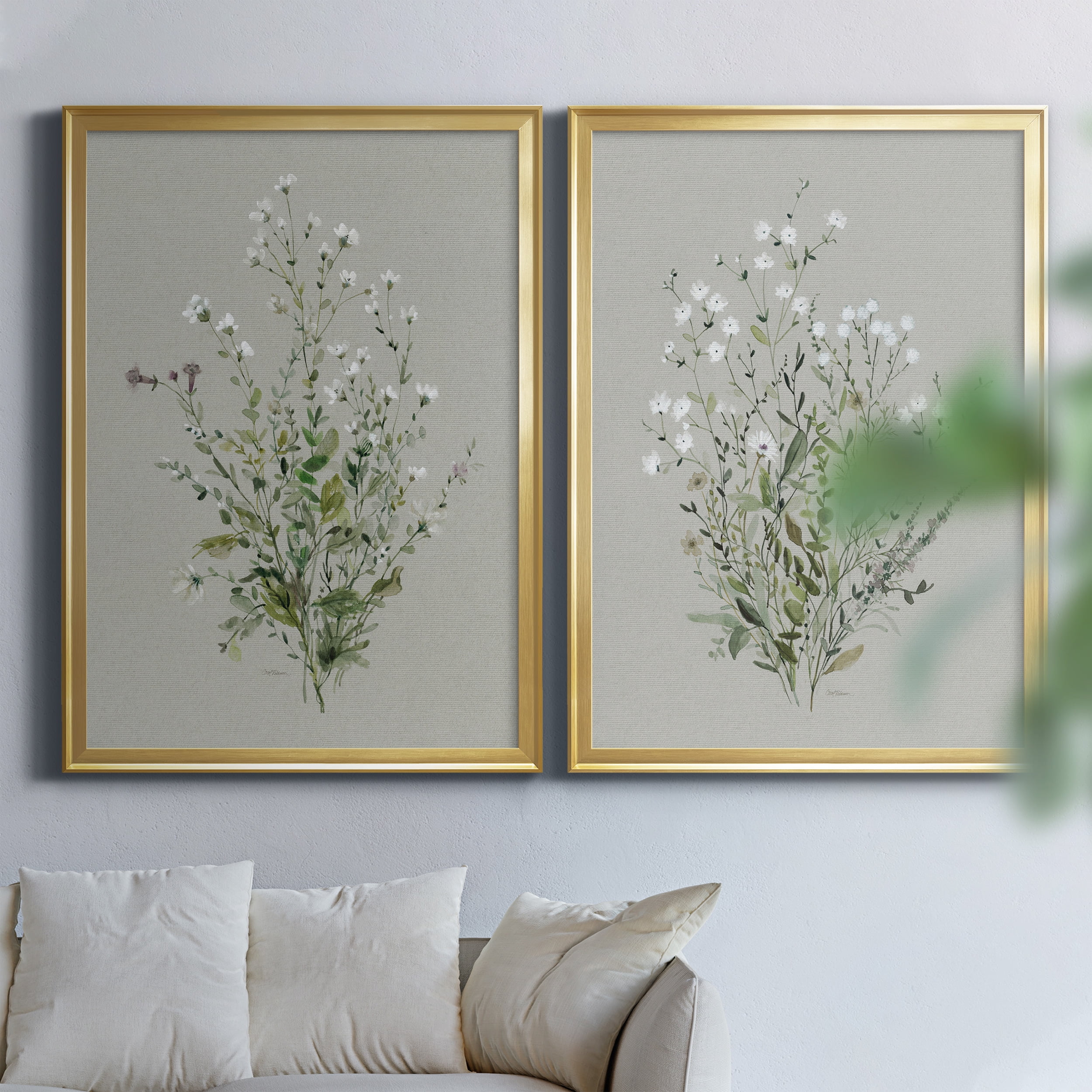 2 Piece Set Bouquet of Grace I Premium Framed Canvas - Ready to Hang - 26.5 x 36.5 Each - Gold Frame