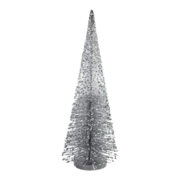 Merrily 16-Inch Silver Tabletop Tree – Metallic Holiday Decoration for Home, Office, or Events