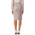 thumbnail image 3 of INSPIRE CHIC Women's Plaid Tweed Skirt High Waist Split Knee Length Skirts S Pink, 3 of 6