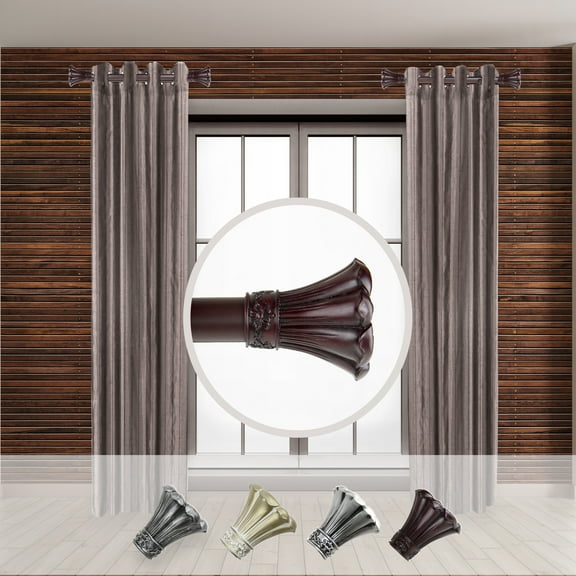 Adjustable Curtain Rod Set - 12 to 20 Inch, Steel & Resin Finials, Easy Install Hardware