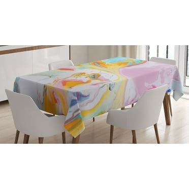 Ambesonne Abstract Tablecloth Rectangular Table Cover, Surreal Abstract Art, 60"x84", Multicolor