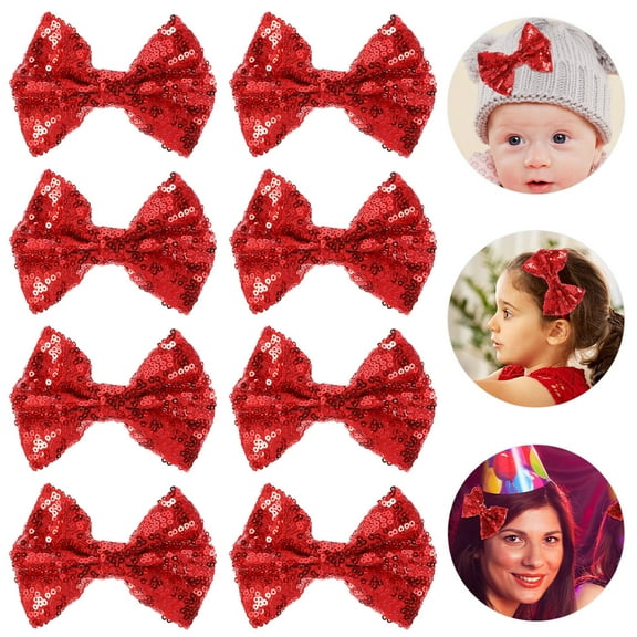 LOLIPPYY 8 Pieces Red Sequins Bow Hair Clip for Women's Stylish Hair Accessories Suitable for Any Occasion