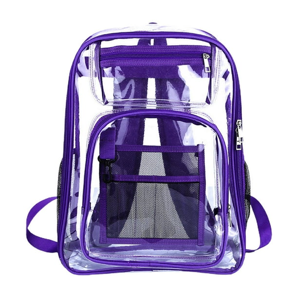 Mochila transparente Correa reforzada Alta capacidad Conveniente Cremallera de 2 vias Impermeable Portatil Ajustable duradero para hombres Mujeres Violeta Salvador Mochila transparente Walmart en line...