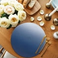 thumbnail image 2 of Navy Blue Ombre Round 15 Inch Placemats Set of 6, Modern Abstract Art Gradient Aesthetics HeatResistant Non Slip Place Mats for Dining Table, Wipeable Braided Kitchen Table Mats for Housewarming, 2 of 9