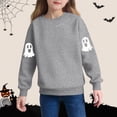 thumbnail image 5 of Girls Fashion Long Sleeve Blouse New Cute Spooky Sweatshirts Kids Halloween Crewneck Long Sleeve Ghost Printed Pullover Tops for Girls Boys Gray 4 Y, 5 of 6