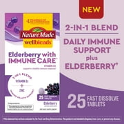 Nature Made Wellblends Elderberry with ImmuneCare Fast Dissolve Tablets, Immune Support Supplement, 25 Count