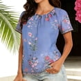 thumbnail image 1 of TaTaai Women's Casual Printed Top Round Neck Short Sleeve Chiffon Blouse Soft Flowy Lightweight Spring Summer Daily Beach Wear Gift, 1 of 7