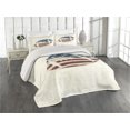 thumbnail image 2 of Ambesonne Vintage Quilted Coverlet 3 Pcs, American Flag Football, King Size, Cream Blue Red, 2 of 4