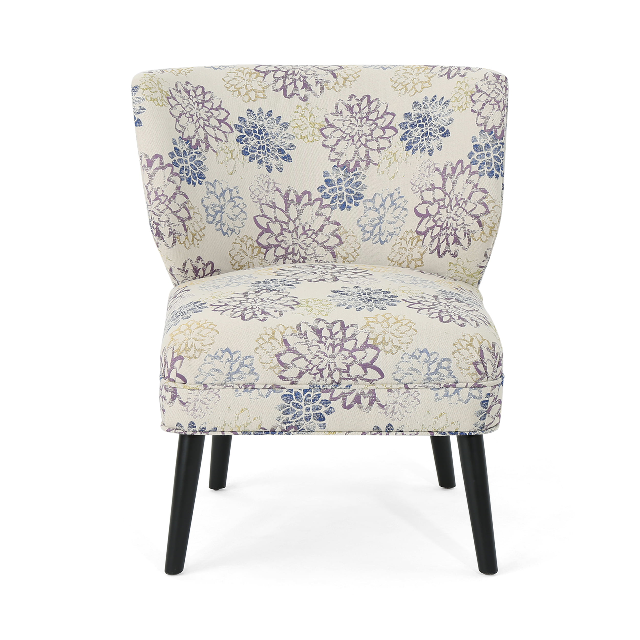 roger modern farmhouse accent chair purple floral and matte