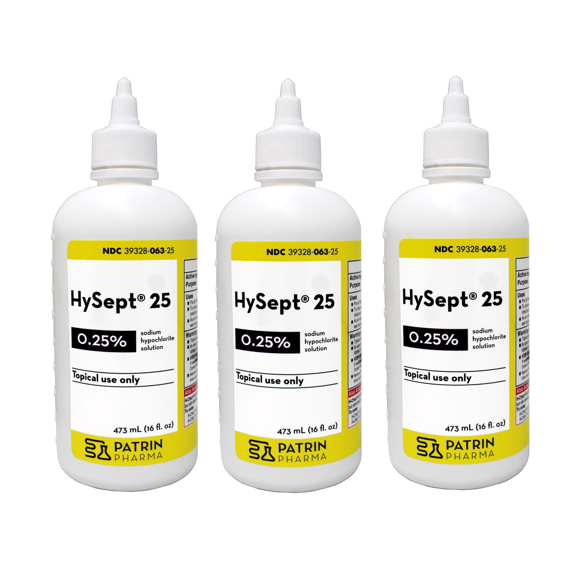 3 Pack - Patrin Pharma Hysept 25 Antimicrobial Wound Cleaner, 16 FL OZ