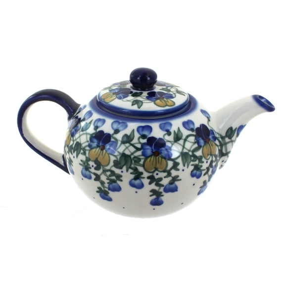 Blue Rose Polish Pottery Pansies Large Teapot