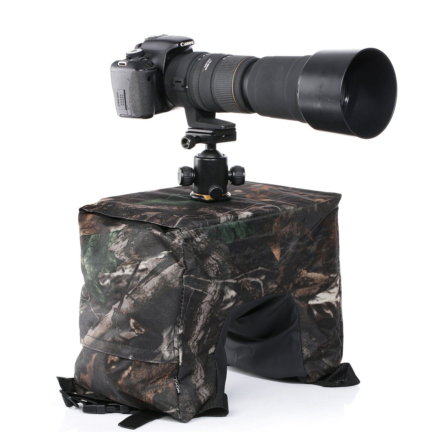 Movo Photo THB02 Camouflage Camera Lens Bean Bag with Head Mounting