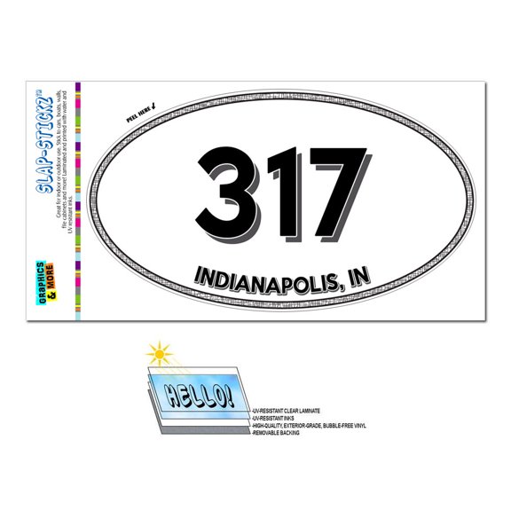 317 - Indianapolis, IN - Indiana - Oval Area Code Sticker