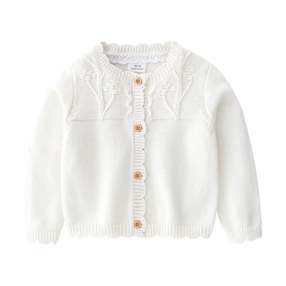 Godderr Toddler Baby Girls Sweater Jacket,Newborn Girls Long-Sleeved, Buttons, Knitted Jacket,Baby Fall Winter Cardigan Jacket for 6M-4Y