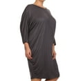 thumbnail image 3 of Women's Casual Solid Plus Size Loose Fit Long Sleeve Dolman Style Midi Dress, 3 of 4