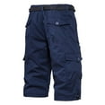 thumbnail image 6 of CaComMARK PI Cargo Shorts for Men Solid Color Multi Pocket Fashionable Casual Workwear Shorts Shorts Navy 16(5XL), 6 of 8