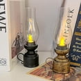 thumbnail image 2 of Vintage Kerosene Lamp, Flameless Hurricane Lamp Clear Table Lamp Rechargeable Kerosene Lantern Vintage Oil Lamp for Camping Bedroom Living Room Decor (A) A A A, 2 of 5