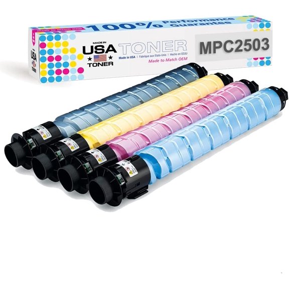 MADE IN USA TONER Compatible Replacement for Ricoh MP C2003 MP C2503 MP C2004 MP C2504 Lanier Savin MP C2003 MP C2503 Black, Cyan, Yellow, Magenta, 4 Pack
