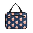 thumbnail image 2 of Travel Hanging Toiletry Bag with 4 Zipped Compartments Waterproof Makeup Accessories Spacious Cosmetic Bag Peach Ice Cream Pattern Medium, 2 of 9