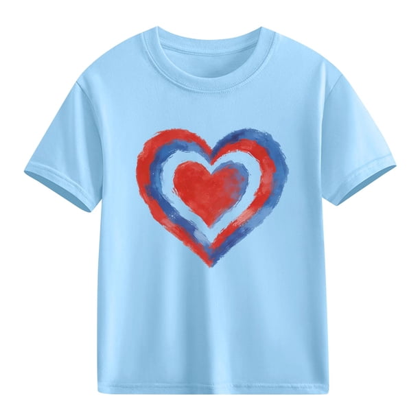 Blusas y camisas de manga corta con cuello redondo para niños y niñas, camisetas gráficas de manga corta, blusas con estampados bonitos para la temporada escolar.