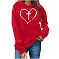 thumbnail image 4 of Valentines Day Hoodies for Women Casual Loose Pullover Sweatshirts Long Sleeve Red Sweater Tops with Pockets, S, 4 of 7
