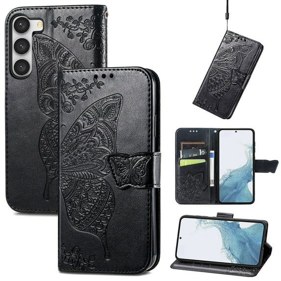 TECH CIRCLE for Samsung Galaxy S23 Plus Wallet Case,Butterfly Folio Flip Case Magnetic Closure RFID Blocking Card Slots Kickstand Shockproof Case for Samsung Galaxy S23 Plus 6.6 inch 2023,Black