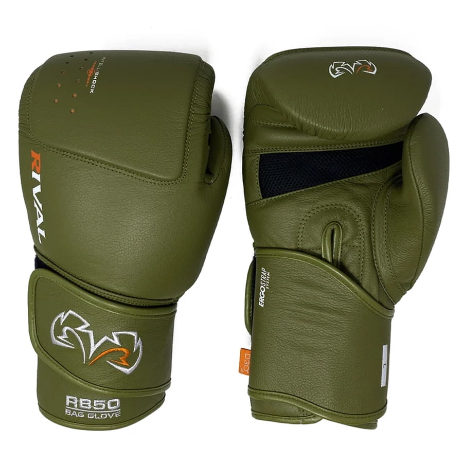 Rival Boxing RB50 Intelli-Shock Compact Bag Gloves - Large - Khaki