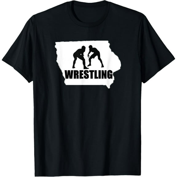 Iowa Wrestling T Shirt-Distressed Iowa Map T Shirt