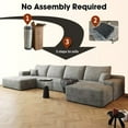 thumbnail image 4 of 135.4-in Modular Cloud Sofa Set - Soft Corduroy Bone-Free Sofa with Left Chaise, Removable Footstool, and Pillows, Four-Seater Living Room Sofa, 4 of 5