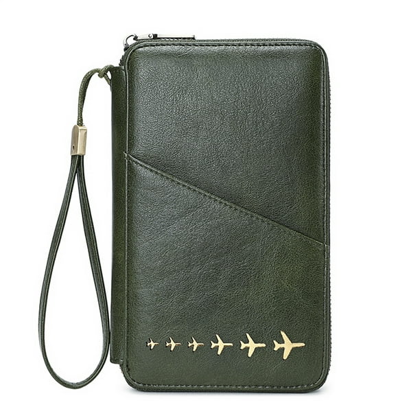 Funda para Porta Cuero PU Bloqueo RFID Mujeres Hombres () Verde