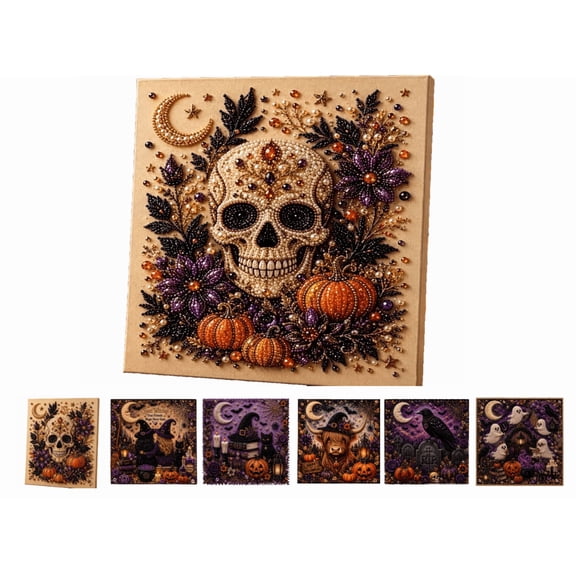 Halloween Ghost Pearl Art DIY Kit, Spooky Cute 3D Diamond Painting Crafts for Adults, DIY Fall Home Decor Wall Art, Beginner Seasonal Party Gift(A)