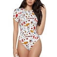 thumbnail image 1 of Balery Canada Day Body de cuello redondo de manga corta para mujer Tops de manga corta Tops básicos-Medium, 1 of 7