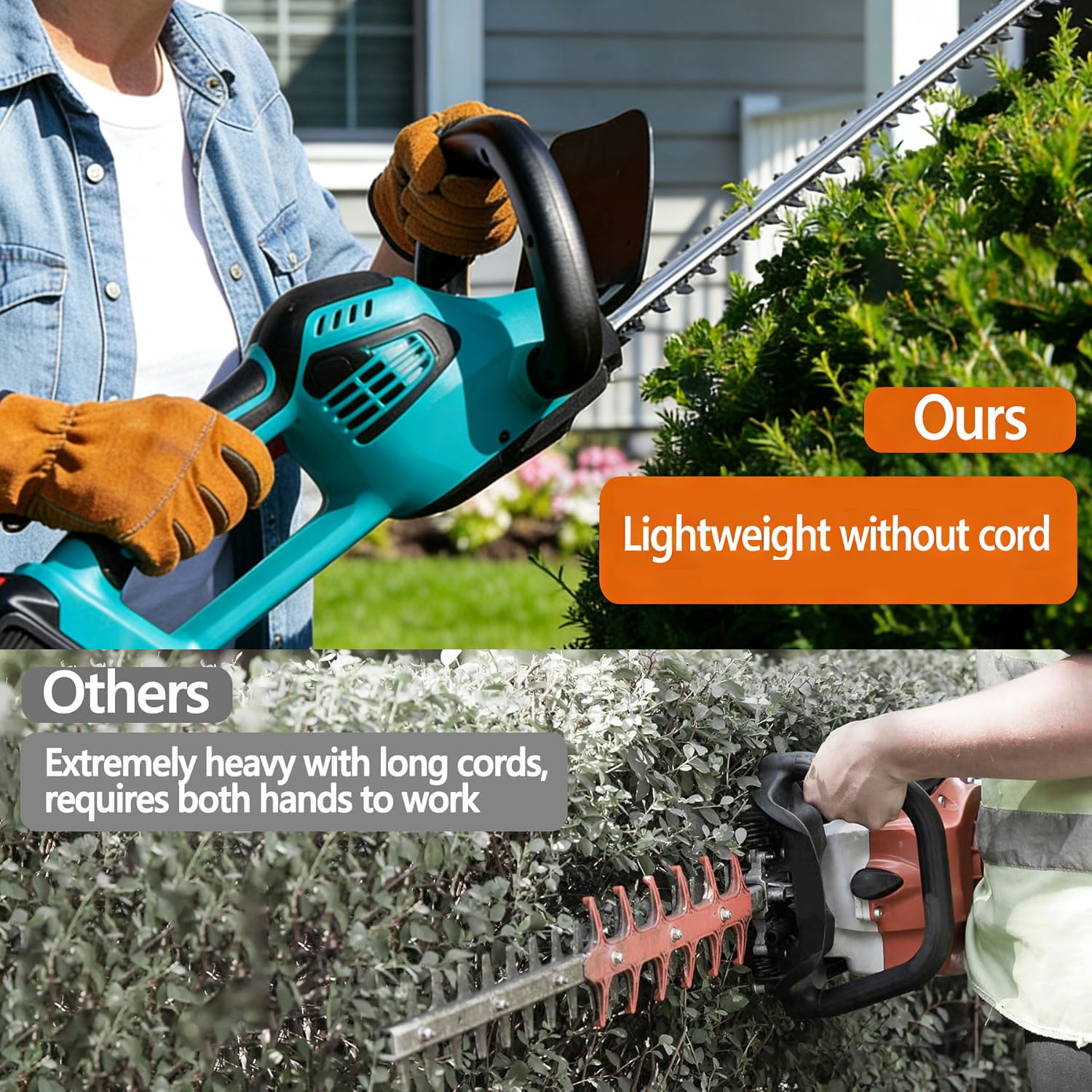 BN-LINK 22” Cordless Hedge Trimmer, Bush Trimmer with Battery and Fast Charger, Electric Hedge Trimmer for Bush,Tree, Garden
