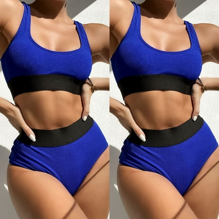 Alician Women Sexy Halter Top Bikini Set Bandage Big Size High Waisted  Swimsuit Plus Bathing Suit Girl Swimwear