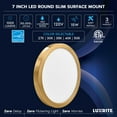 thumbnail image 7 of Luxrite 7 Inch LED Flush Mount Ceiling Light, 15W 1000LM, 5CCT 2700K-5000K, Dimmable, ETL - Brass, 7 of 7