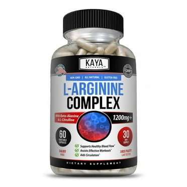 L-Arginine 60 Nitric Oxide, Testosterone Booster, ED Support 2400 mg 60 Capsules