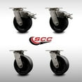 thumbnail image 2 of 6 Inch 316SS Glass Filled Nylon Swivel Caster Set with Ball Bearing 2 Brakes SCC, 2 of 2