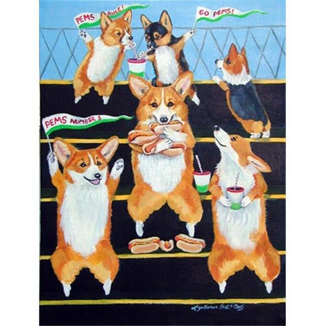 Carolines Treasures 7286CHF 28 x 40 In. Go Team Corgi Flag Canvas, House Size